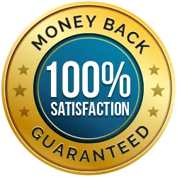 Amber seal reading money-back satisfaction guarantee.